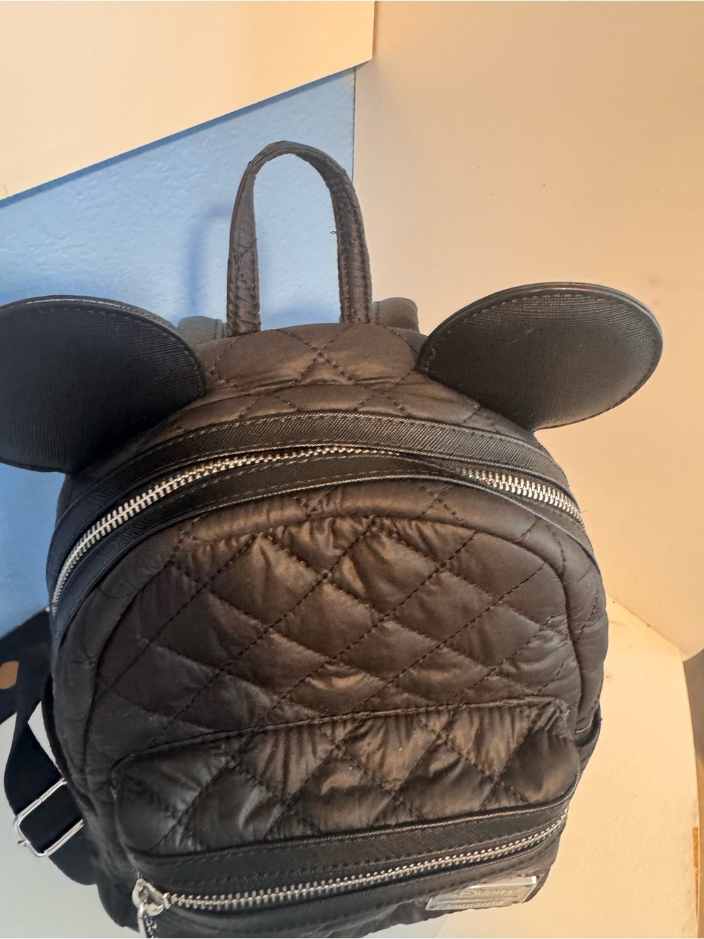 Loungefly Black Quilted Mini Backpack with Mouse Ears - Picture 5 of 12